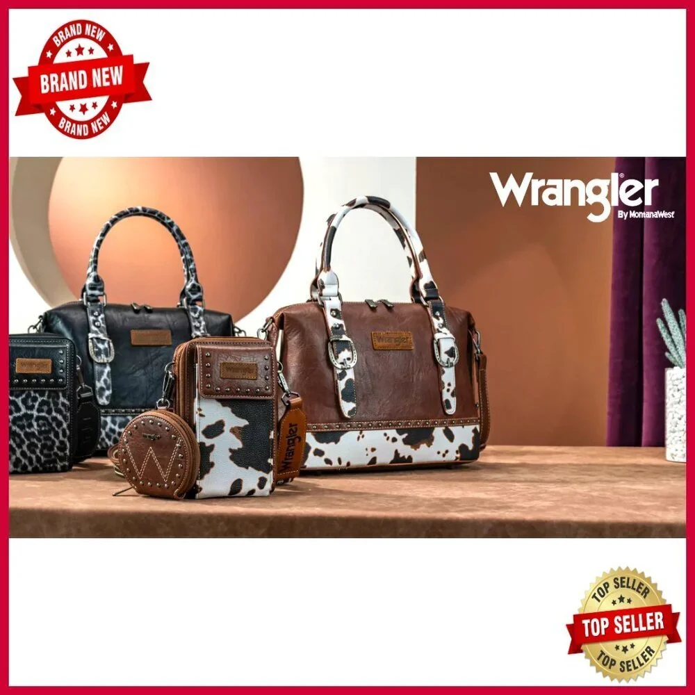 Leather Doctor Bag Set with Crossbody Strap, 3-Piece Satchel Purse